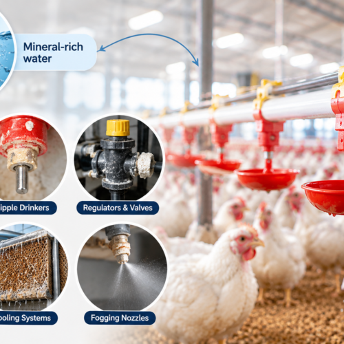 Mineral-rich water affecting poultry farm equipment